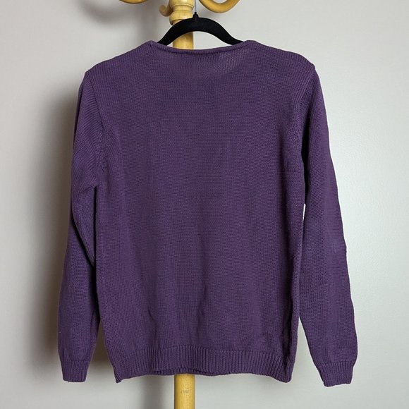 Vintage EMW deep purple cotton scoop neck knit sweater - Picture 3 of 4
